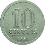 V262 Moeda 10 Centavos 1961 FC, alumínio