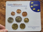 Blister Cartela Alemanha. Euro Set 2002 Oficial com 8 Moedas. Letra D, Baviera, München