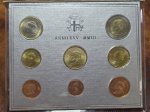 Vaticano - Cartela Oficial com 8 Moedas de Euro do Vaticano, XXV ano de Pontificado, Papa João Paulo II. Série Euro 2003, Escassa.
