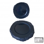 Dez sousplats na cor azul petróleo em polipropileno com adição de carbono cálcio, bordas em alto relevo, Diam. 33 cm.