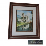 R. BERNIRSCHKE - Óleo sobre Eucatex representando igreja de Parati - acid, (Rodolpho Benirsche  premiado pintor nascido na Áustria), 23 X 16 e 40 X 34 cm.