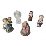 Cinco pequenos escultórios diversos, Alt. 9 a 6 cm.