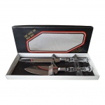 Kit com 1 pá para bolo e 1 faca para pão em aço inox com cabo de acrílico em sua embalagem original.
