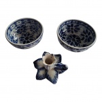 Porcelana Monte Sião - Dois bowls e 1 palmatória, 13 x 6 e Alt. 7 cm.