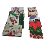 Quatro toalhas de copa e 4 panos de prato com motivos Natalinos, 1 com etiquetas originais Catran, e Karsten, 78 x 78 cm.