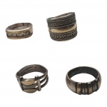 Quatro anéis femininos em prata, aros, 14, 15 e 16, 25,5gr. bruto