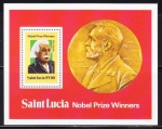 BLOCO: SANTA LUCIA – 1980: (TEMÁTICA: PREMIO NOBEL/ALBERT EINSTEIN). NOVO.