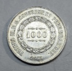 MOEDA DE PRATA 1.000 RÉIS 1863 P-611 SOB/FC ESTIMATIVA R$ 350,
