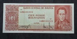 CÉDULA DA BOLIVIA 100 BOLIVIANOS 1962 #156 FE ESTIMATIVA CATALOGO R$ 350,