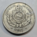 MOEDA DE CUPRO NIQUEL 200 RÉIS 1887 V-033 SOBERBA ESTIMATIVA R$ 750 ESCASSA