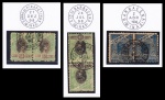 SELO: BRASIL (REPÚBLICA) – 1894/1897. MADRUGADA REPUBLICANA. RHM: 86-B. 300 RÉIS (PAR HORIZONTAL). USADO. CARIMBO: S. ANNA DE PIRAPETINGA (MINAS). DATADO (21.12.1898). NA COR PRETA. 1894/1897. MADRUGADA REPUBLICANA. RHM: 86. 300 RÉIS (PAR VERTICAL). USADO. CARIMBO: CID. DE BARBACENA (MINAS). DATADO (24.07.1898). NA COR PRETA. 1905/1906. MADRUGADA REPUBLICANA. RHM: 103. 200 RÉIS (PAR HORIZONTAL). USADO. CARIMBO: BARBACENA (MINAS). DATADO (02.04.1904). NA COR PRETA.