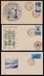 FDC: BRASIL  1960/1965 (TEMÁTICA: ESPORTE/REFUGIADO/FUNDAÇÃO DE CIDADE). 3 FDC PARTICULAR COM CARIMBO COMEMORATIVO E OU DE PRIMEIRO DIA DE CIRCULAÇÃO.