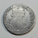 MOEDA DE PRATA DA BOLIVIA 2 REAIS 1795 CAROLUS KM#71 6,77 gr 25 mm  ESCASSA