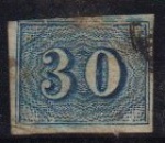 SELO: BRASIL  1854/1861 (IMPÉRIO) COLORIDO. RHM: 20. 30 RÉIS. USADO. VL. CAT. 25 UF.