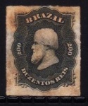 SELO: BRASIL – 1876 (IMPÉRIO) D. PEDRO II (PERCE). RHM: 35. 200 RÉIS. USADO. VL. CAT. 8 UF.