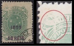SELO: BRASIL  1899 (REPÚBLICA) CRUZEIRO DO SUL (SOBRECARGA). RHM: 129. 50/20 RÉIS. USADO. VARIEDADE: Chapa gasta ou falha de impressão.