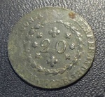 MOEDA DE BRONZE 20 RÉIS 1827 B B-634 MBC CATALOGO BENTES MARCA R$ 1.100,  ESCASSA