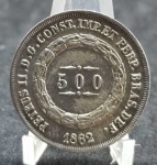 MOEDA DE PRATA 500 RÉIS 1862 P-595  SOB/FLOR DE CUNHO ESTIMATIVA CATALOGO R$ 125,