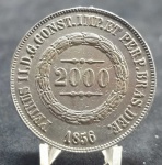 MOEDA DE PRATA 2.000 RÉIS 1856 P-618 SOBERBA CATALOGO BENTES MARCA R$ 550, LINDA ESCASSA