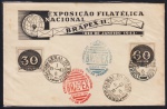ENVELOPE: BRASIL  1943 (TEMÁTICO: OLHO DE BOI / 2ª BRAPEX  EXPOSIÇÃO FILATELICA NACIONAL). RHM: C-180/C-181. USADO, COM CARIMBOS COMEMORATIVOS (CAT. ZIONI: 143 E 143-A NA COR AZUL E VERMELHO).