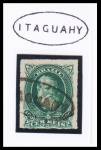 SELO: BRASIL – 1877/1878 (IMPÉRIO) D. PEDRO II (BARBA BRANCA). RHM: 41. 100 RÉIS. USADO. CARIMBO: P.A. 1326 – ITAGUAHY-RJ, NA COR PRETA.