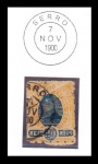 SELO BRASIL REPÚBLICA – 1899 – MADRUGADA REPUBLICANA. RHM: 82-aL. 20 RÉIS. USADO. CARIMBO: SERRO/MG. (DATADO: 7.11.1900). NA COR PRETA.