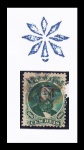 SELO BRASIL IMPÉRIO – 1866 – D. PEDRO II (DENTEADO). RHM: 27-A. 100 RÉIS. USADO. CARIMBO: MUDO (P.A. 603). NA COR AZUL.