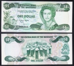 CÉDULA DA BAHAMAS 1 DOLAR 1974 #43.b FLOR DE ESTAMPA ESTIMATIVA CATALOGO R$ 250,