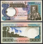 CÉDULA DE ANGOLA 1.000 ESCUDOS 1973 #108 FLOR DE ESTAMPA ESTIMATIVA CATALOGO R$ 270,