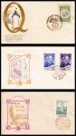 FDC AUTORIZADO: BRASIL  1948. RHM: 237 (EXPOSIÇÃO INTGERNACIONAL DE INDUSTRIA E COMERCIO).  1953. RHM: 318/319 (CENTENÁRIO NATALICIO DE CAPISTRANO DE ABREU).  1953: RHM: 322 (III FESTA NACIONAL DO TRIGO). COM CARIMBOS COMEMORATIVOS.