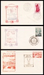 FDC AUTORIZADO: BRASIL – 1954. RHM: 335 (FESTA DA UVA DE CAXIAS DO SUL). – 1955. RHM: 358 (SESQUICENTENÁRIO DO ROTARY CLUB INTERNACIONAL). – 1956: RHM: 373 (INAUGURAÇÃO DA USINA HIDRELETRICA DE SALTO GRANDE). COM CARIMBOS COMEMORATIVOS. 