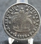MOEDA DE PRATA DA BOLIVIA 4 SUELDOS 1859 KM#123 13,51 gr 31,3 mm ESTIMATIVA R$ 200,