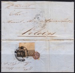 FOLDER  BRASIL  1862. CARTA DO RIO DE JANEIRO PARA PELOTAS. COM PORTE DE 120 RÉIS  RHM: 13 E 15 (30 E 90 RÉIS  OLHO DE CABRA). CARIMBO P.A. 1610  CARIMBO GERAL DA CORTE  BRAZIL (DATADO: 01.04.1862). SEM INDICAÇÃO DE CHEGADA. LOTE CONFORME APRESENTADO.