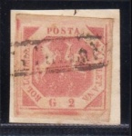 SELO: ITALIA (NAPOLI)  1858. (BRASÃO DE ARMAS). CAT. SCOTT: 3. USADO. FRAGMENTO. VL. CAT. US$16.