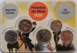 Moeda do Brasil - Cartela da CMB com o Conjunto de Moedas do Real 2020 - 1 Real a 5 Centavos - Cartela numerada Oficial da Casa da Moeda do Brasil - Nº 1414 - Item escasso! Lance Livre
