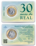 Blister da CMB contendo a Moeda do Real 2024 "30 anos do Real" - Flor de Cunho - Produto Oficial Casa da Moeda do Brasil com apenas 5000 unidades produzidas e esgotado. Lance Livre