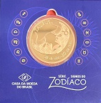 Medalha do Brasil - Série Signos do Zoodíaco - TOURO - 21/04 a 20/05 - Bronze - 24g - 40mm - Cartela Original da Casa da Moeda