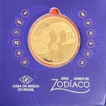 Medalha do Brasil - Série Signos do Zoodíaco - GEMEOS - 21/05 a 20/06 - Bronze - 24g - 40mm - Cartela Original da Casa da Moeda