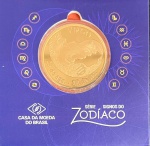 Medalha do Brasil - Série Signos do Zoodíaco - VIRGEM - 23/08 a 22/09 - Bronze - 24g - 40mm - Cartela Original da Casa da Moeda
