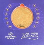 Medalha do Brasil - Série Signos do Zoodíaco - ESCORPIÃO - 23/10 a 21/11 - Bronze - 24g - 40mm - Cartela Original da Casa da Moeda