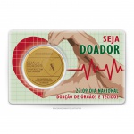 Medalha do Brasil - Cartela da CMB com Medalha Seja um Doador - 30 mm - Oficial da Casa da Moeda do Brasil