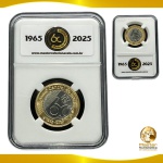 Lançamento - Moeda de 1 Real 2025 - 60 Anos do BC no Slab PCCB  - Flor de Cunho