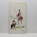 Decoração, Enfeite, Quadro Pintado com a Figura de Dom Quixote e Sancho Bansa, Pintado na Madeira, Assinatura Inelegível, Com Detalhes. Medidas: Altura: 60 cm, Largura: 1,5 cm, Comprimento: 30 cm, Peso: 930  g. 