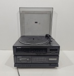 Antigo Aparelho de Som,  3x1, Marca Gradiente, Stereo Music System, Modelo MS-100, Com a Tampa Solta, Ligando, mas não testado o funcionamento. Medidas: Altura: 26 cm, Largura: 33,5 cm, Comprimento: 38 cm, Peso: 4000 g.