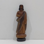 Arte Popular, Escultura Religiosa Entalhado na Madeira, Porto Seguro BA, Com Detalhe na Cabelo. Medidas: Altura: 24 cm, Largura: 4 cm, Comprimento: 6 cm, Peso: 250 g.