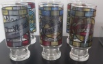 Seis copos vitral com pés - Altura: 16 cm