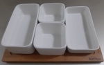 Bandeja para petisco Kenya com quatro potes em cerâmica - Medidas: 29x20 cm