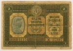 Numismática, ITALIA. Uma Cédula 2 Lire