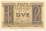 Numismática, ITALIA. Uma Cédula 2 Lire