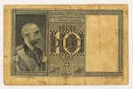 Numismática, ITALIA. Uma Cédula 10 Lire